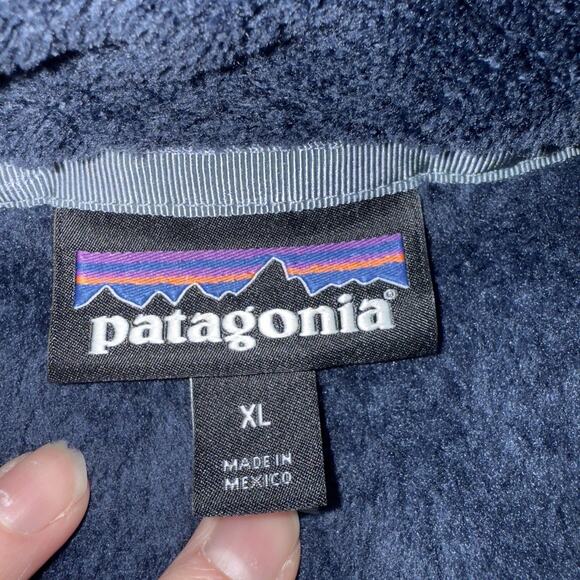 Patagonia Sweater Women XL Fleece Retool Snap T Pullover Jacket Navy Blue - Picture 7 of 12